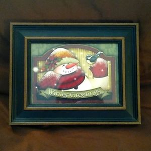Crossroads snowman winter greetings print in really nice frame